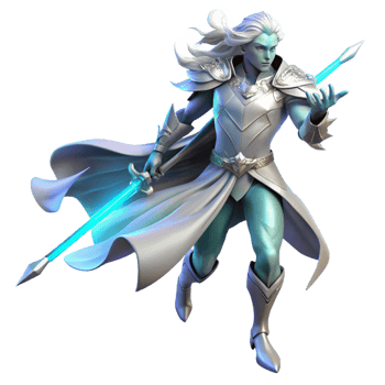 stunning artistic A Lone Ethereal Warrior with Flowing authentic png