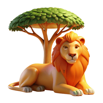 impressive rustic A Regal Lion Resting Beneath the Shade of high resolution png