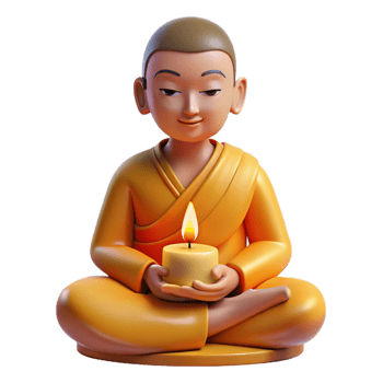 vibrant traditional Portrait of a Buddhist Monk in Meditation detailed png