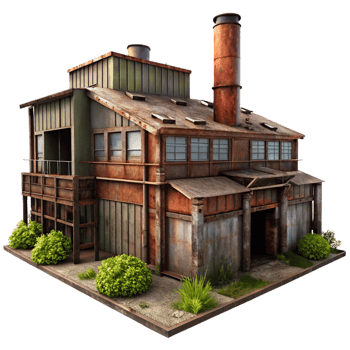 impressive abstract Abandoned Industrial Building Rusted high quality png