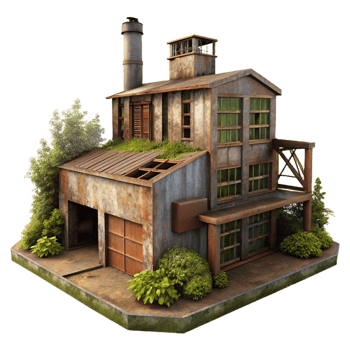 vibrant modern Abandoned Industrial Building Rusted original png