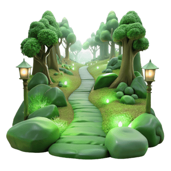 wonderful abstract A Serene Forest Path Covered in Moss Soft original png