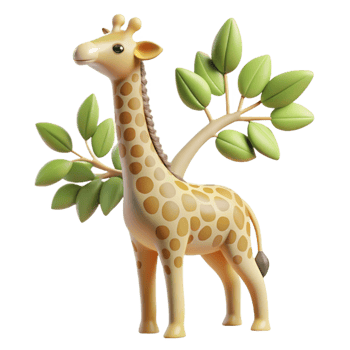elegant creative A graceful giraffe reaching for the highest leaves on a tree, with a dreamy, pastel color palette. Art style art nouveau 4K png