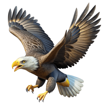 magnificent minimalist A majestic bald eagle soaring through the sky, clutching a fish in its talons. Art style powerful detailed png