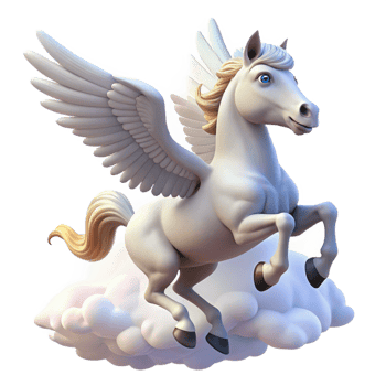 wonderful abstract A graceful pegasus soaring through a cloudy sky, its white wings catching the sunlight. Romantic style genuine png