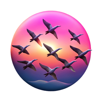 magnificent artistic dramatic vintage A Flock of Birds Flying in a V Formation high quality premium png