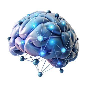 magnificent rustic A surreal, dreamlike painting of a human brain connected to a vast network of glowing data streams, lit by an ethereal glow, in a digital art style high quality png