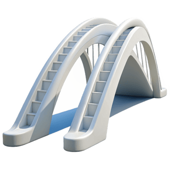 magnificent abstract Parametric bridge, complex curved form, sleek white finish, minimalist style, against a clear blue sky professional png