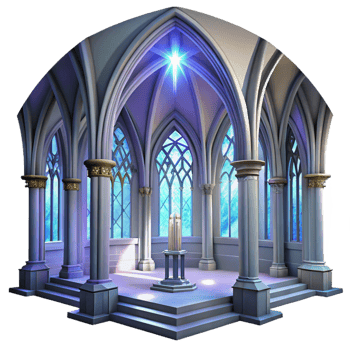 wonderful contemporary Gothic cathedral interior, stained glass windows depicting celestial scenes, shafts of light, ethereal atmosphere, digital painting style high quality png