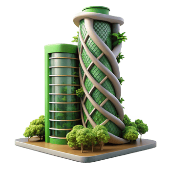 stunning minimalist Biomorphic skyscraper, inspired by natural forms, green walls and integrated vegetation, sustainable architecture style 4K png