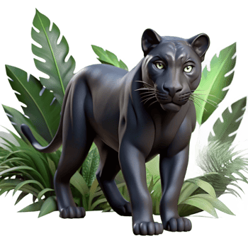 wonderful rustic A sleek black panther stalking through the jungle undergrowth, illuminated by dappled moonlight, in a dramatic, cinematic style genuine png