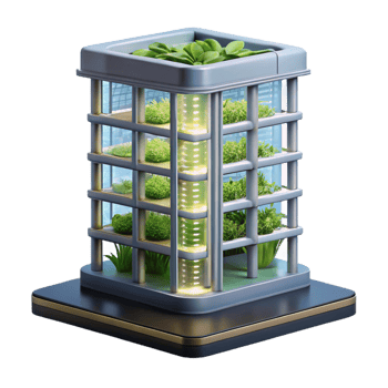 beautiful creative Vertical farm skyscraper, hydroponic systems, integrated lighting, sustainable agriculture, photorealistic style premium png