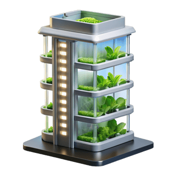 dramatic classic Vertical farm skyscraper, hydroponic systems, integrated lighting, sustainable agriculture, photorealistic style high resolution png
