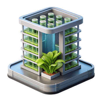 magnificent minimalist Vertical farm skyscraper, hydroponic systems, integrated lighting, sustainable agriculture, photorealistic style authentic png