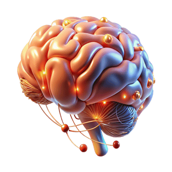 elegant classic A digital representation of the human brain, illuminated by neural pathways firing, in a neuroscience, abstract style premium png