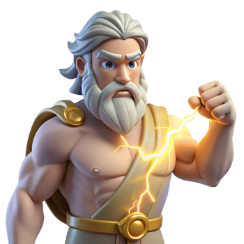 impressive creative A powerful Zeus wielding a lightning bolt, his eyes blazing with divine power, illuminated by the blinding flash of the lightning, in a heroic, classical style exclusive png