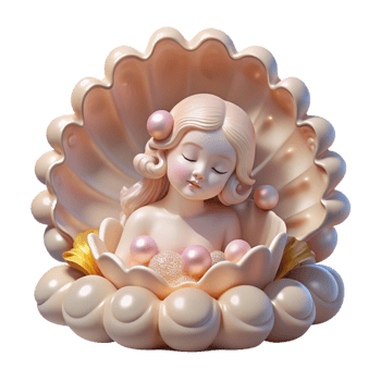 elegant creative A serene Aphrodite emerging from the sea foam, adorned with pearls and seashells, lit by the soft glow of sunrise, in a romantic, Rococo style original png