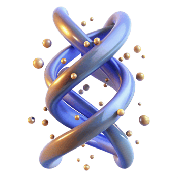 magnificent minimalist A DNA strand spiraling upwards, composed of glowing particles, dark background, scientific visualization style detailed png