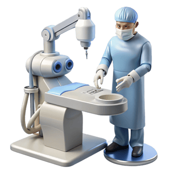 extraordinary minimalist A robotic surgeon performing a delicate procedure, sterile white lighting, hyperrealistic style original png