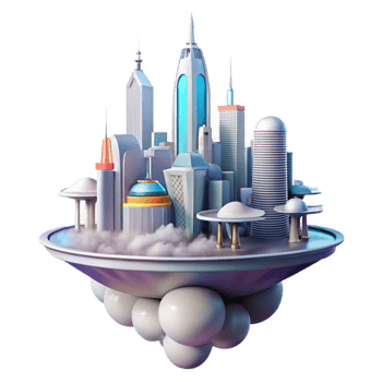 extraordinary artistic A futuristic city floating among the clouds, sleek architecture, soft pastel lighting, utopian style premium png