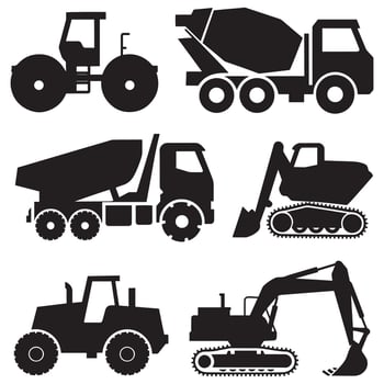 Machinery cartoon icon set machinery isolated vector