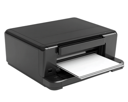 modern wireless inkjet printer with sleek black design, perfect for home or office use. It offers high quality printing and convenient wireless connectivity for easy access png