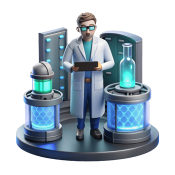 serene contemporary vibrant traditional A Futuristic Scientist Working in a High exclusive premium png