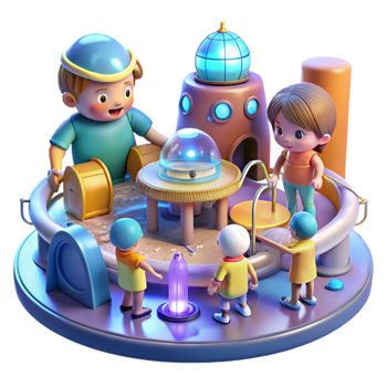 dramatic artistic vibrant vintage A Group of Children Playing with 4K high quality png