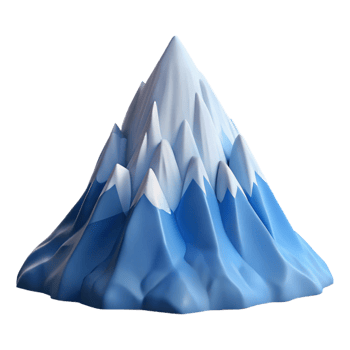 impressive abstract A snow-covered mountain peak, sharp and jagged edges, clear blue sky, realistic landscape photography style high resolution png