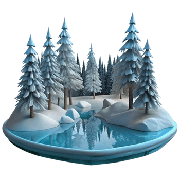 extraordinary vintage A frozen lake reflecting the surrounding snow-covered trees, serene and peaceful atmosphere, winter landscape photography style high resolution png