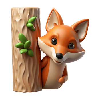 magnificent abstract A sly fox peering out from behind a tree, dappled forest light, cunning and intelligent, wildlife photography style authentic png