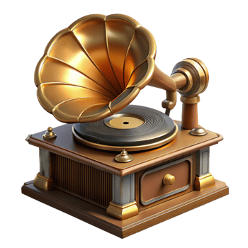wonderful minimalist Steampunk Gramophone Intricate Horn and exclusive png