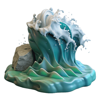 vibrant vintage A wave crashing on a rocky shore, dramatic splash and spray, dynamic movement, seascape photography style 4K png