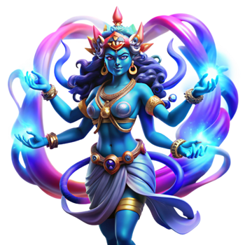 wonderful vintage A Fearsome Hindu Goddess Kali with Blue professional png
