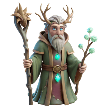serene classic wonderful artistic A Wise Old Druid Adorned with Intricate premium exclusive png