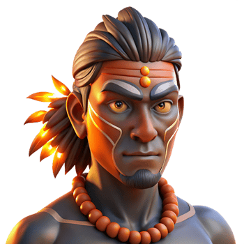 beautiful minimalist Portrait of a man with tribal face paint and traditional headdress, lit by a warm, firelight glow, in a powerful, indigenous style professional png
