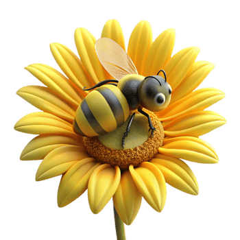 stunning modern A close-up of a bee collecting pollen from a sunflower, golden hour light, macro photography style authentic png