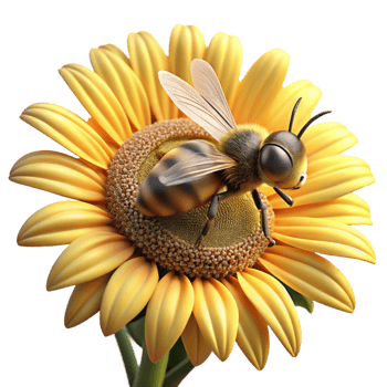 elegant abstract A close-up of a bee collecting pollen from a sunflower, golden hour light, macro photography style premium png