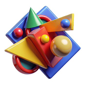 impressive minimalist A dynamic composition of fragmented, geometric shapes in bold, primary colors, illuminated by a bright, pop art light, in a de stijl style high quality png