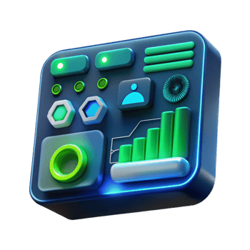 stunning rustic A close-up of a futuristic computer interface displaying complex data visualizations, illuminated by green and blue light, user interface design style original png