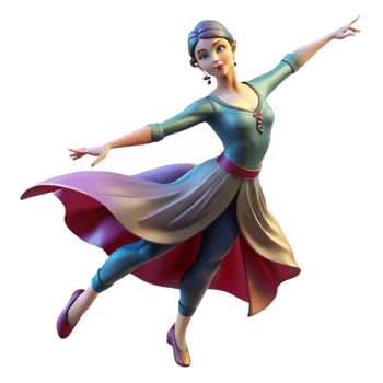 elegant vintage Portrait of a dancer in a flowing costume, striking a graceful pose, illuminated by theatrical lighting, in a dance photography style authentic png