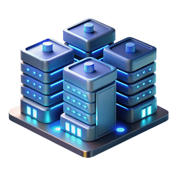 stunning classic A futuristic data center with rows of servers and blinking lights, illuminated by cool, blue light, technical illustration style professional png