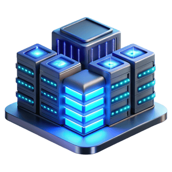 extraordinary traditional A futuristic data center with rows of servers and blinking lights, illuminated by cool, blue light, technical illustration style premium png