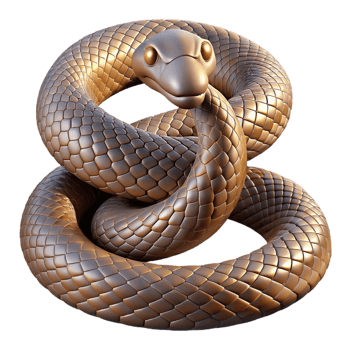 beautiful contemporary A coiled rattlesnake, scales glistening, dramatic lighting, realistic style original png