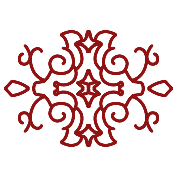 A red and black logo with a design on it png