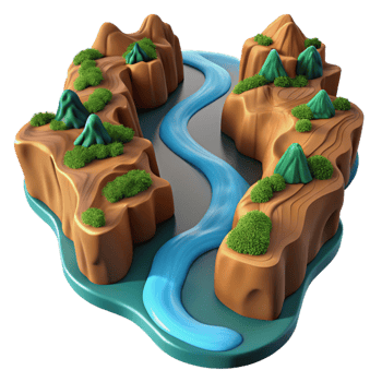 vibrant vintage A winding river through a canyon, aerial view, dramatic lighting 4K png