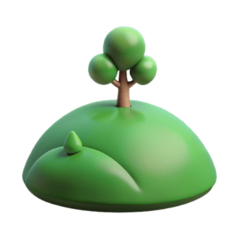 wonderful creative A rolling green hill with a single tree, peaceful lighting, idyllic style professional png