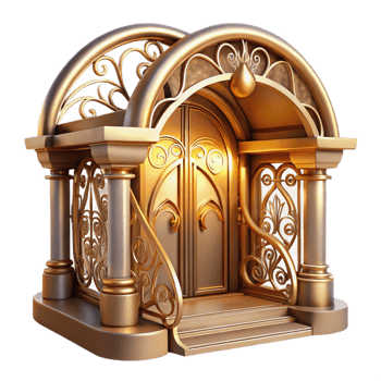 serene vintage Art Nouveau metro station entrance, swirling floral patterns, wrought iron details, warm golden light, vintage style detailed png