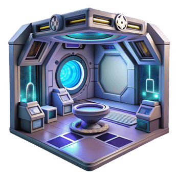 stunning modern Space station interior, futuristic technology and glowing panels, zero gravity environment, sci-fi style genuine png
