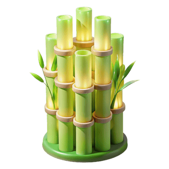 extraordinary artistic Bamboo skyscraper, sustainable and organic design, soft green light filtering through the bamboo stalks high resolution png